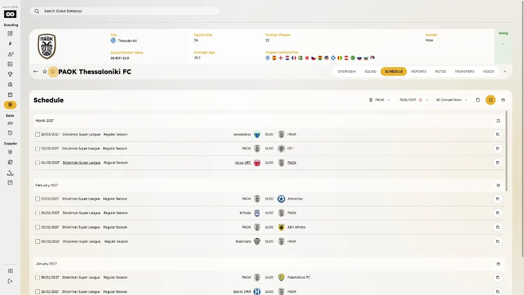 Friendly team control on the team profile header
